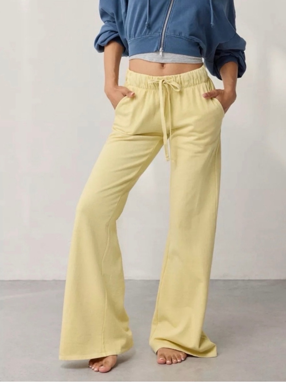 Urban Outfitters Yellow Knit Flare Sweatpants